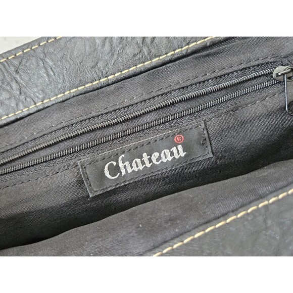 Chateau Black Leather Buckle Flap Wristlet Clutch Purse Size 11'' - Picture 6 of 6